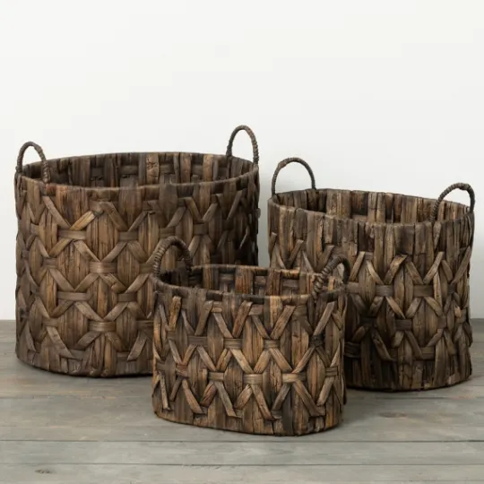 Kirkland's Home Oval Dark Woven Baskets, Set Of 3- Baskets & Boxes