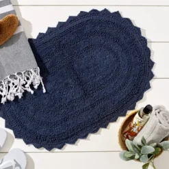 Kirkland's Home Oval French Crochet Bath Mat- Bathroom Rugs