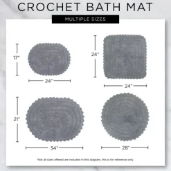 Kirkland's Home Oval French Crochet Bath Mat- Bathroom Rugs