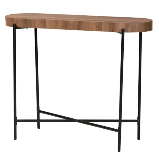 Kirkland's Home Oval Light Wood X Base Console Table- Console Tables
