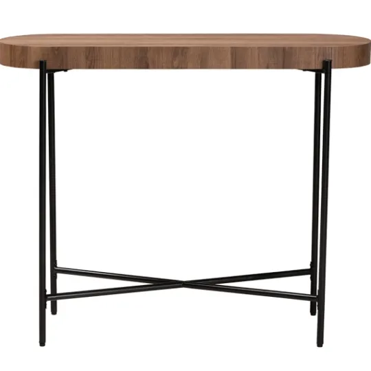 Kirkland's Home Oval Light Wood X Base Console Table- Console Tables