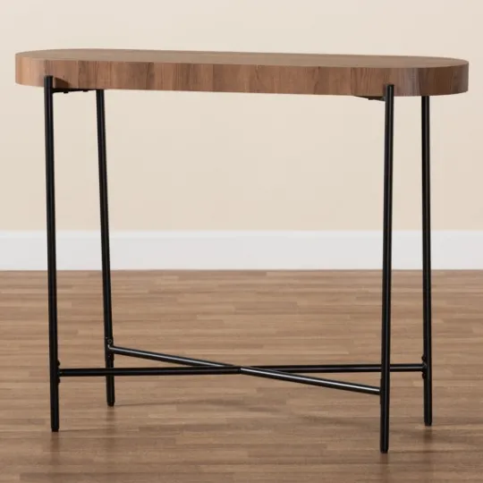 Kirkland's Home Oval Light Wood X Base Console Table- Console Tables