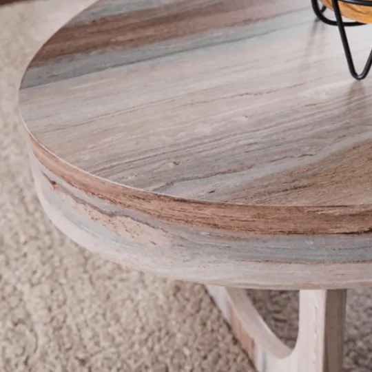 Kirkland's Home Oval Marbled Wood Coffee Table- Coffee Tables