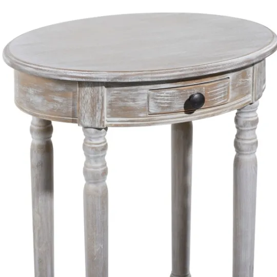 Kirkland's Home Oval Washed Pine Wood Side Table- Accent & End Tables