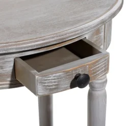 Kirkland's Home Oval Washed Pine Wood Side Table- Accent & End Tables