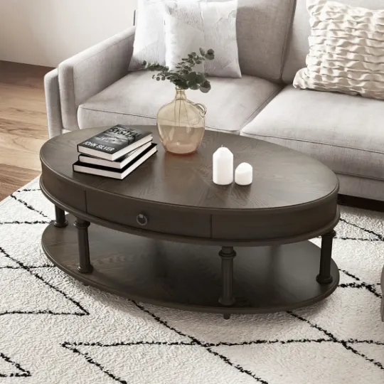 Kirkland's Home Oval Wood 2-Tier Coffee Table- Coffee Tables