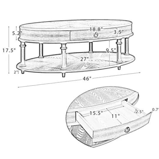 Kirkland's Home Oval Wood 2-Tier Coffee Table- Coffee Tables