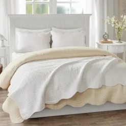Kirkland's Home Oversized Quilted Scalloped Edge Throw- Blankets & Throws
