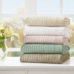 Kirkland's Home Oversized Quilted Scalloped Edge Throw- Blankets & Throws