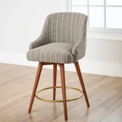 Kirkland's Home Paige Swivel Stripe Counter Stool- Bar Stools & Counter Height Stools