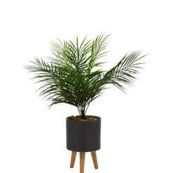 Kirkland's Home Palm Arrangement In Gray Footed Pot- Arrangements & Greenery
