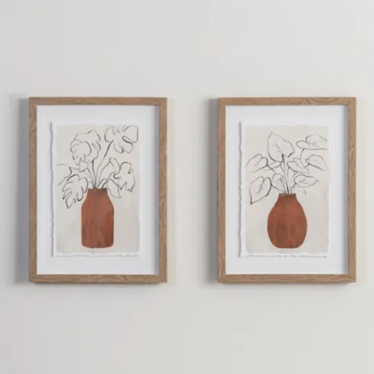 Kirkland's Home Palm Leaves In Vase Framed Art Prints, Set Of 2- Framed Art