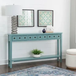 Kirkland's Home Paloma Teal 4-Drawer Console Table- Console Tables