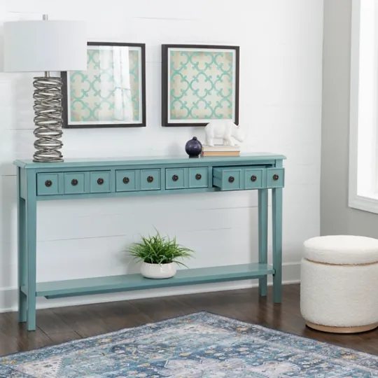 Kirkland's Home Paloma Teal 4-Drawer Console Table- Console Tables