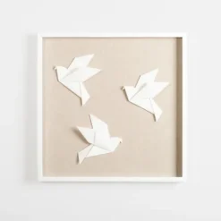 Kirkland's Home Paper Origami Birds Shadowbox Wall Plaque- Wall Plaques