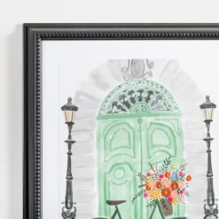 Kirkland's Home Parisian Mint Door With Bicycle Framed Art Print- Framed Art