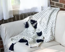 Kirkland's Home Patterned Handwoven Throw With Tassels- Blankets & Throws