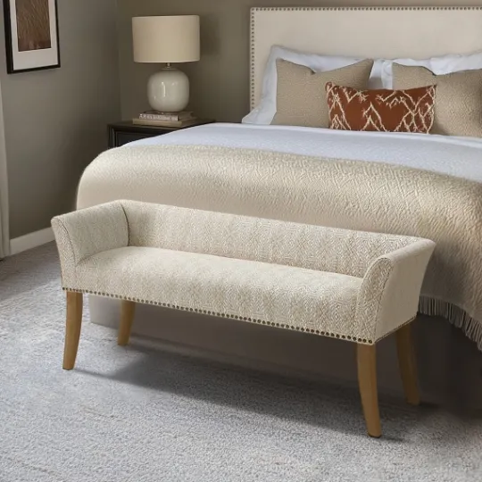 Kirkland's Home Patterned Short Wingback Upholstered Bench- Benches & Ottomans