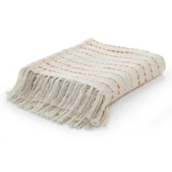 Kirkland's Home Peach Shimmer Stripe Woven Throw- Blankets & Throws
