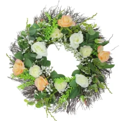 Kirkland's Home Peachy Roses And Baby'S Breath Wreath- Wreaths