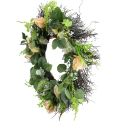 Kirkland's Home Peachy Roses And Baby'S Breath Wreath- Wreaths