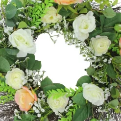 Kirkland's Home Peachy Roses And Baby'S Breath Wreath- Wreaths