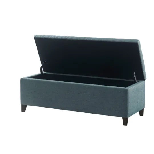 Kirkland's Home Peacock Button Tufted Storage Bench- Benches & Ottomans