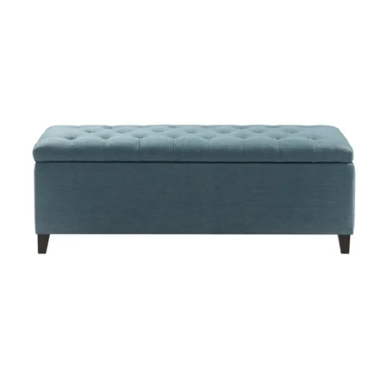 Kirkland's Home Peacock Button Tufted Storage Bench- Benches & Ottomans