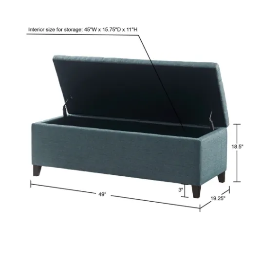 Kirkland's Home Peacock Button Tufted Storage Bench- Benches & Ottomans
