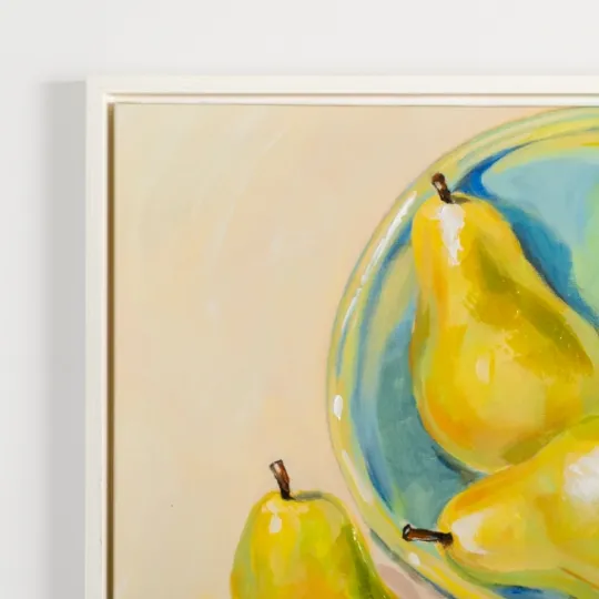 Kirkland's Home Pears In A Turquoise Bowl Framed Canvas Art Print- Framed Art