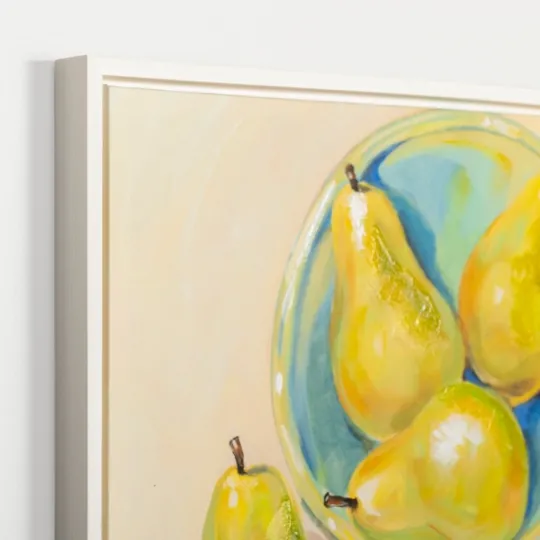 Kirkland's Home Pears In A Turquoise Bowl Framed Canvas Art Print- Framed Art