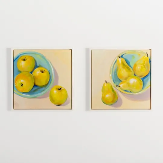 Kirkland's Home Pears In A Turquoise Bowl Framed Canvas Art Print- Framed Art