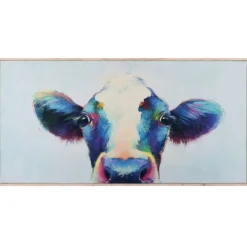 Kirkland's Home Peek A Moo Natural Wood Framed Art Print- Framed Art