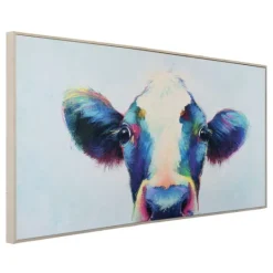Kirkland's Home Peek A Moo Natural Wood Framed Art Print- Framed Art