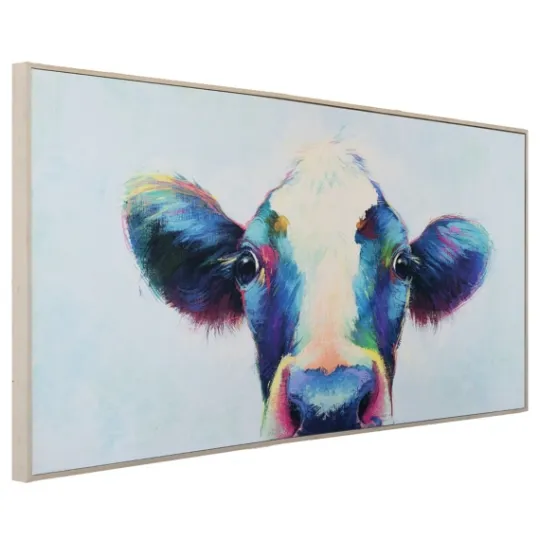 Kirkland's Home Peek A Moo Natural Wood Framed Art Print- Framed Art