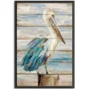 Kirkland's Home Pelican On Faux Shiplap Framed Art Print- Framed Art