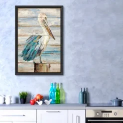 Kirkland's Home Pelican On Faux Shiplap Framed Art Print- Framed Art