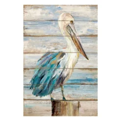 Kirkland's Home Pelican On Faux Shiplap Giclee Canvas Art Print- Canvas Art
