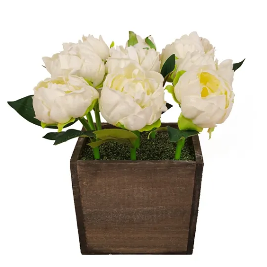 Kirkland's Home Peony Arrangement In Wood Box- Arrangements & Greenery