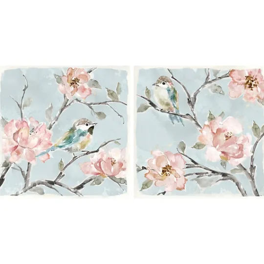 Kirkland's Home Perched By Pinks Giclee Canvas Prints, Set Of 2- Canvas Art