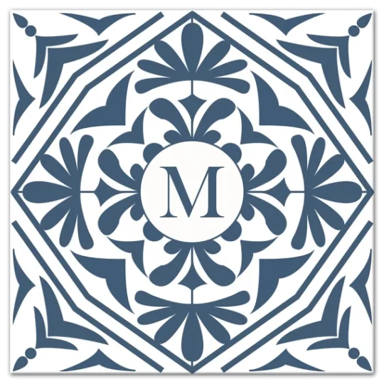 Kirkland's Home Personalized Blue Tile Monogram Wall Plaque- Monogram Wall Decor