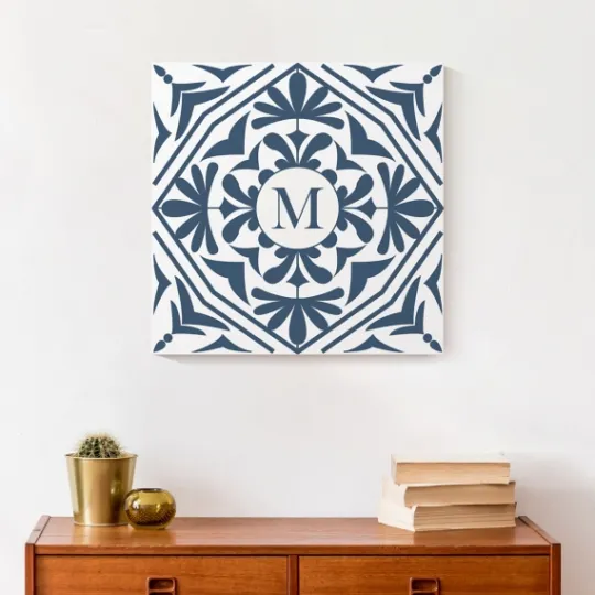 Kirkland's Home Personalized Blue Tile Monogram Wall Plaque- Monogram Wall Decor