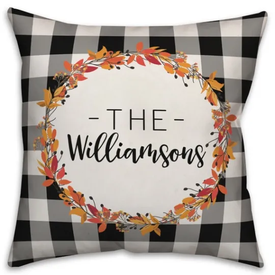 Kirkland's Home Personalized Buffalo Check Harvest Wreath Pillow- Pillows