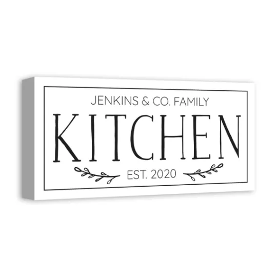 Kirkland's Home Personalized Family Kitchen Co. Canvas Wall Plaque- Wall Quotes & Signs
