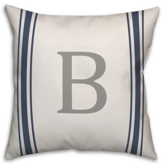 Kirkland's Home Personalized Farmhouse Stripe Monogram Pillow- Pillows