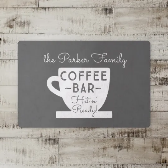 Kirkland's Home Personalized Gray Coffee Bar Kitchen Mat- Kitchen & Floor Mats