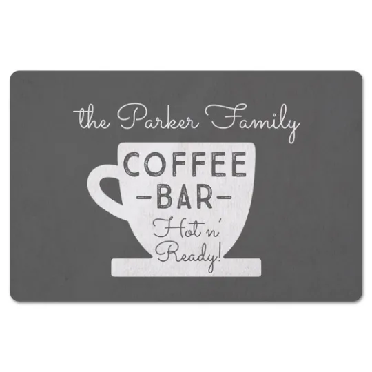 Kirkland's Home Personalized Gray Coffee Bar Kitchen Mat- Kitchen & Floor Mats