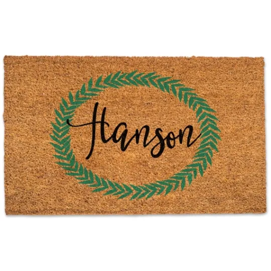 Kirkland's Home Personalized Leaf Wreath Coir Doormat- Doormats