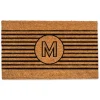 Kirkland's Home Personalized Monogram Black Stripes Doormat- Doormats