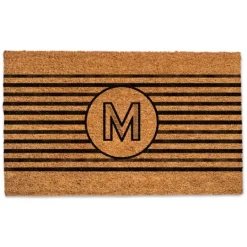Kirkland's Home Personalized Monogram Black Stripes Doormat- Doormats